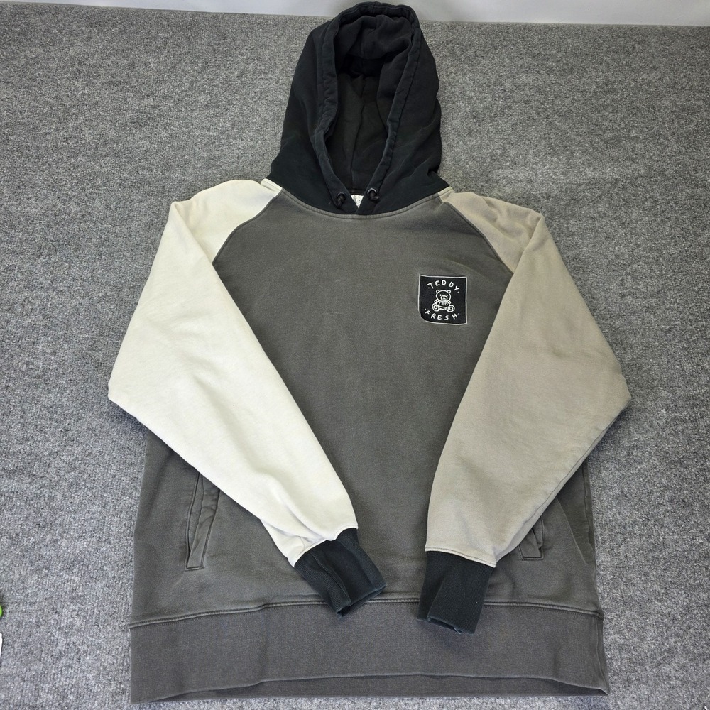 Teddy Fresh Colorblock Hoodie Adult XL Gray Heavyweight Pullover‎ Sweatshirt